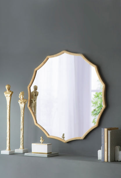 D40" Round Sunburst Wall Mirror with Gold Finish, Wall Decor Mirror for Entryway Bedroom Living Room