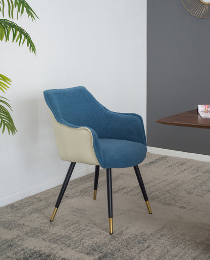 Set of 2 Blue Fabric Side Chair, Living Room Bedroom Kitchen Vanity Accent Chair, 23" x 23" x 34"