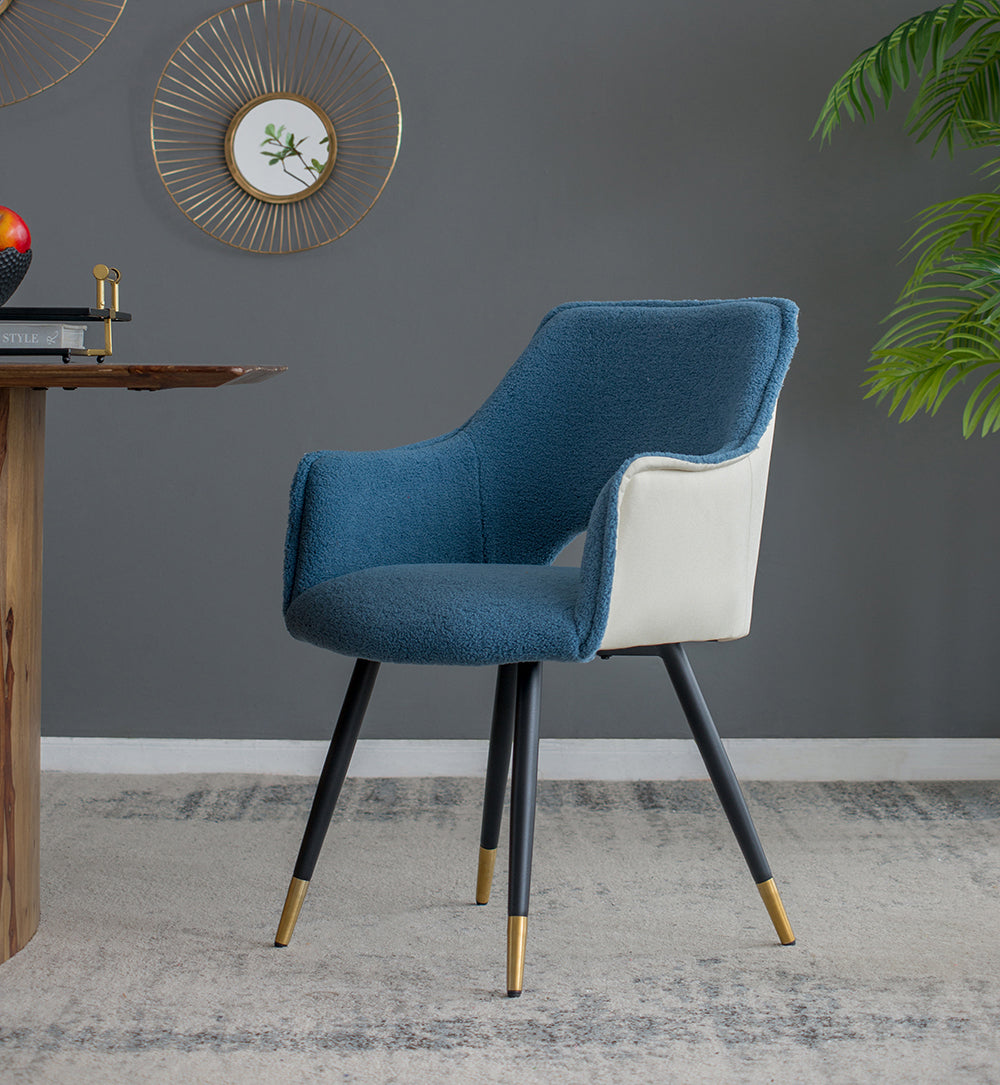 Set of 2 Blue Fabric Side Chair, Living Room Bedroom Kitchen Vanity Accent Chair, 23" x 23" x 34"