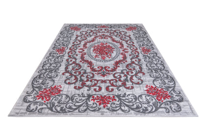 Jersey Area Rugs, Carpets For Livingroom, 5x7 Area Rugs ,3564 Grey-Red