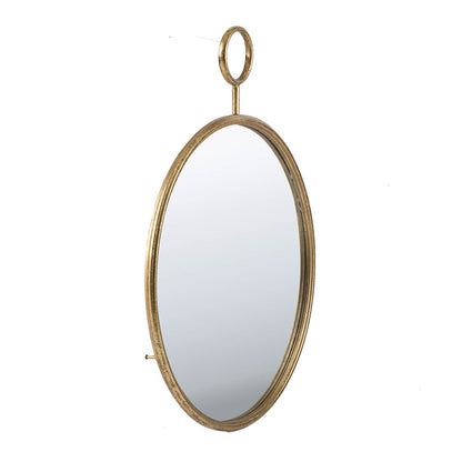 22" x 28" Circle Wall Mirror with Gold Iron Frame, Accent Mirror for Living Room, Entryway, Office