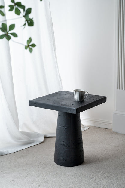 20x20x24" Black Square Side Table with Pedestal Base