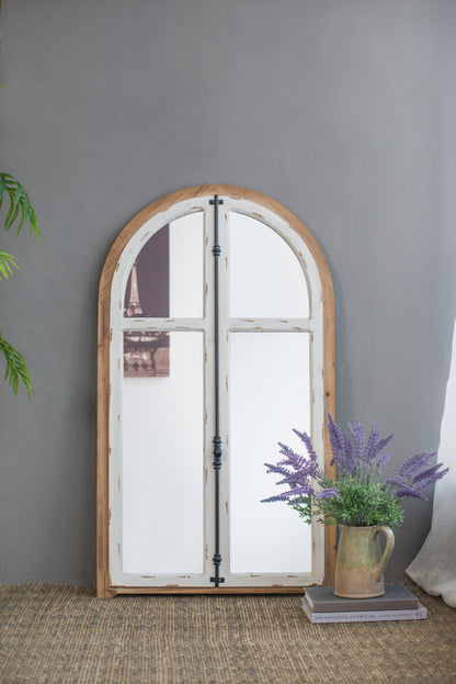 27.5" x 3" x 48" Arch Wood Wall Mirror