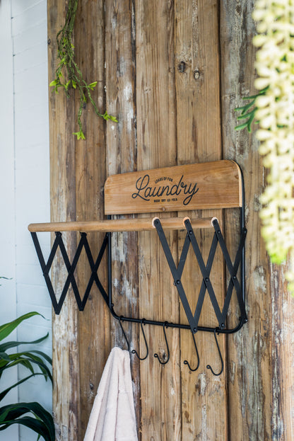 20x14x20" Laundry Rack with Accordion Design, Brown and Black