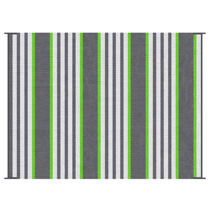 Outsunny Reversible Outdoor Rug Carpet, 9' x 12' Waterproof Plastic Straw Rug, Portable RV Camping Rugs with Carry Bag, Large Floor Mat for Backyard, Deck, Picnic, Beach, Green & Gray Striped