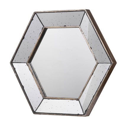 21" x 18" Hexagon Wall Mirror with Traditional Silver Finish, Home Decor Accent Mirror for Living Room, Entryway, Bedroom