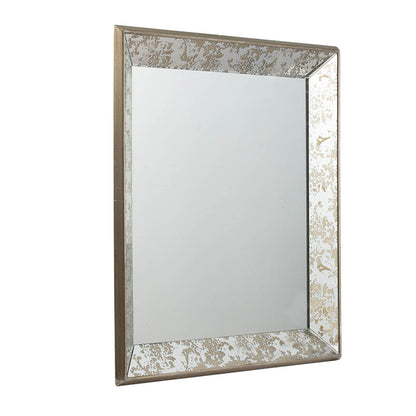 24" x 24" Antique Silver Square Mirror with Floral Accents, Decorative Display Tray, Hanging Mirror, Traditional Home Decor