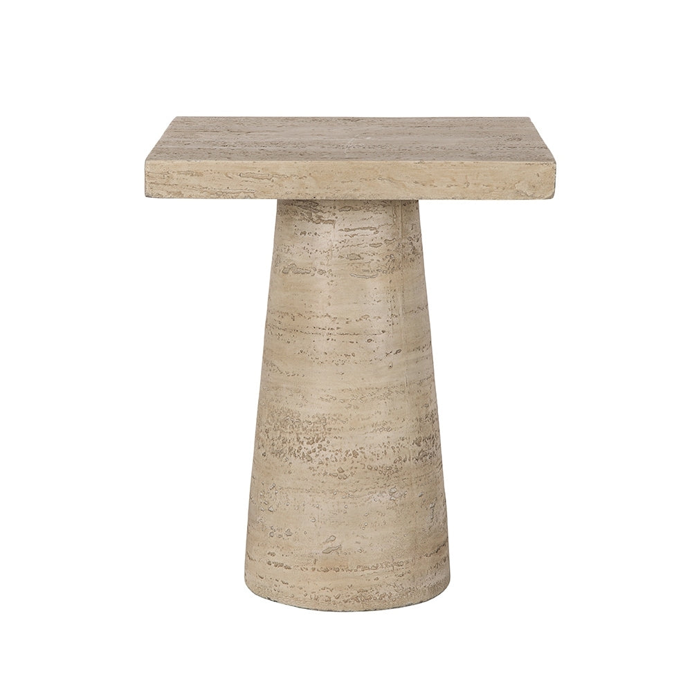 20x20x24" Cream Square Side Table with Pedestal Base