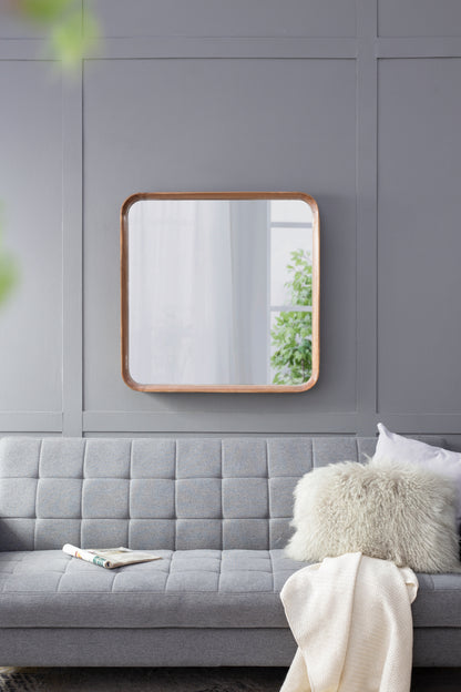 32"x32" Square Mirror with Wood Frame, Wall Mirror for Living Room Bathroom Entryway