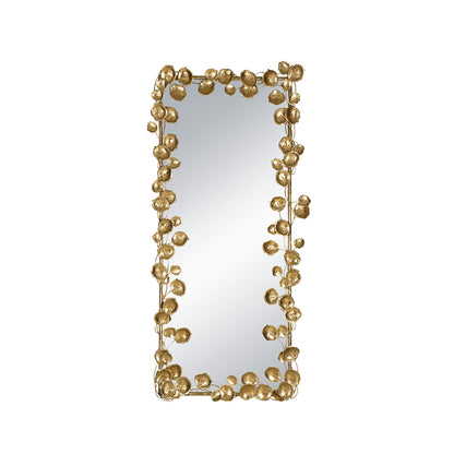 61" x 31" Full Length Mirror with Golden Leaf Accents, Floor Miiror for Living Room Bedroom