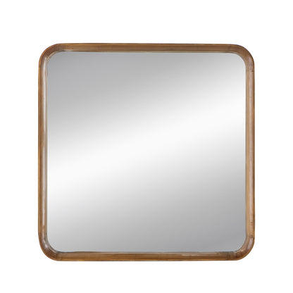 32"x32" Square Mirror with Wood Frame, Wall Mirror for Living Room Bathroom Entryway