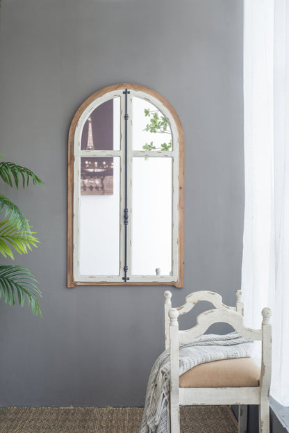 27.5" x 3" x 48" Arch Wood Wall Mirror