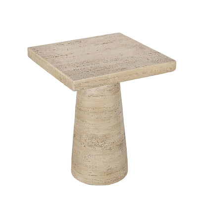 20x20x24" Cream Square Side Table with Pedestal Base