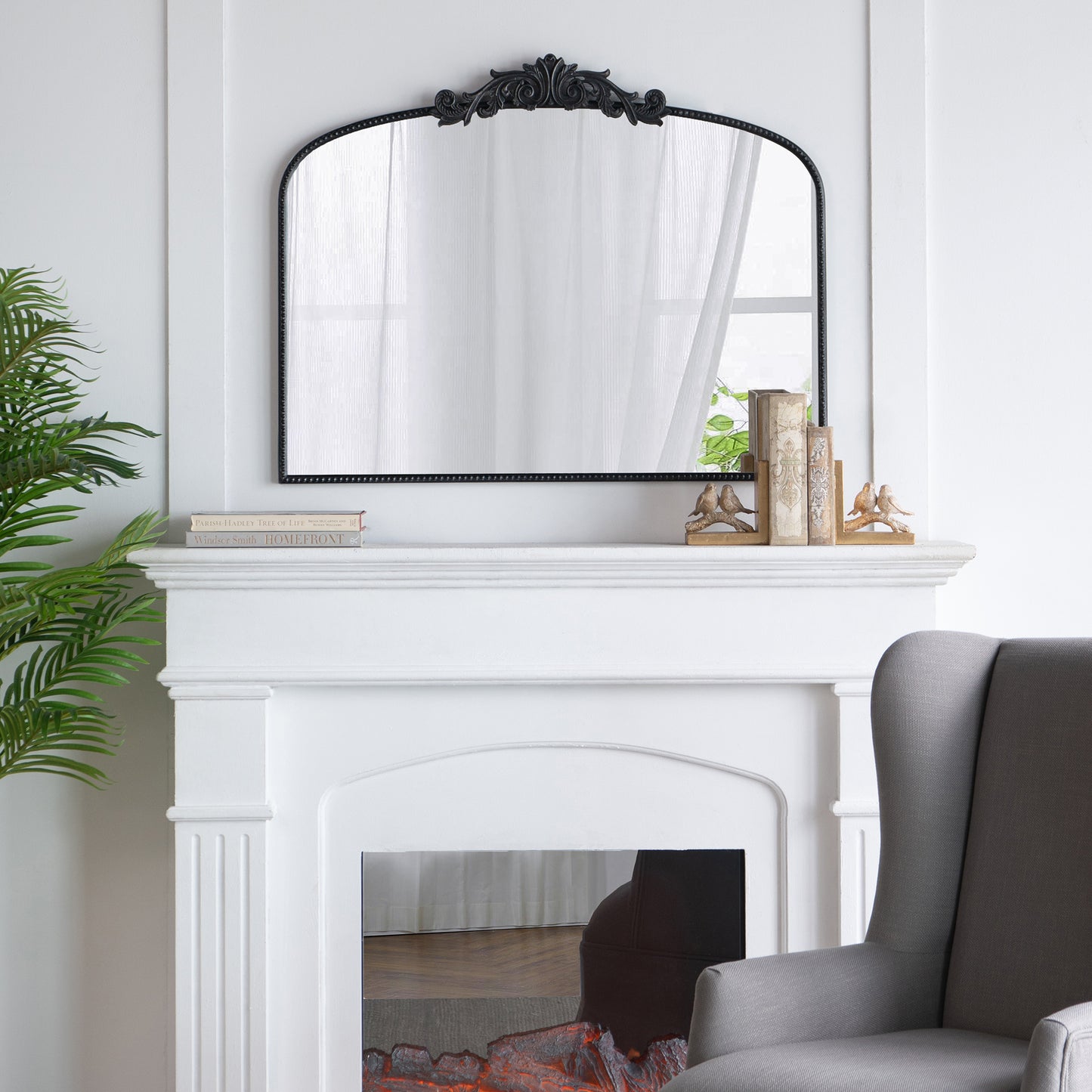 40" x 31" Classic Design Large Arch Mirror and Baroque Inspired Frame for Living Room Bathrrom Enterway Console