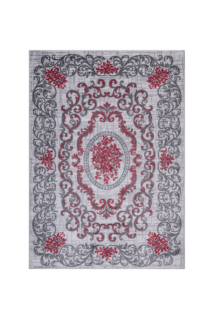 Jersey Area Rugs, Carpets For Livingroom, 5x7 Area Rugs ,3564 Grey-Red