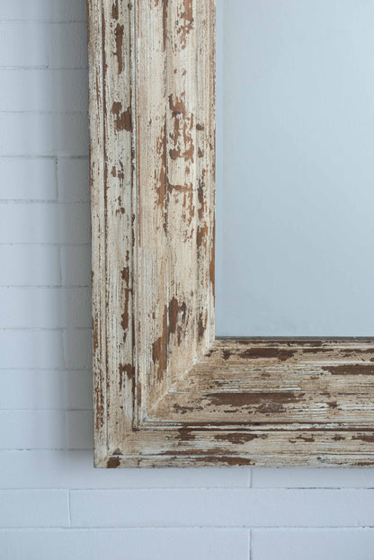 39x3.5x75" Full Length Rectangle Floor Mirror with Distressed Wood Frame