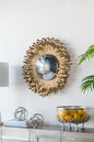 27" in Sunburst Design Wall Mirror Decorative Golden Finish for Entryway, Modern Living room