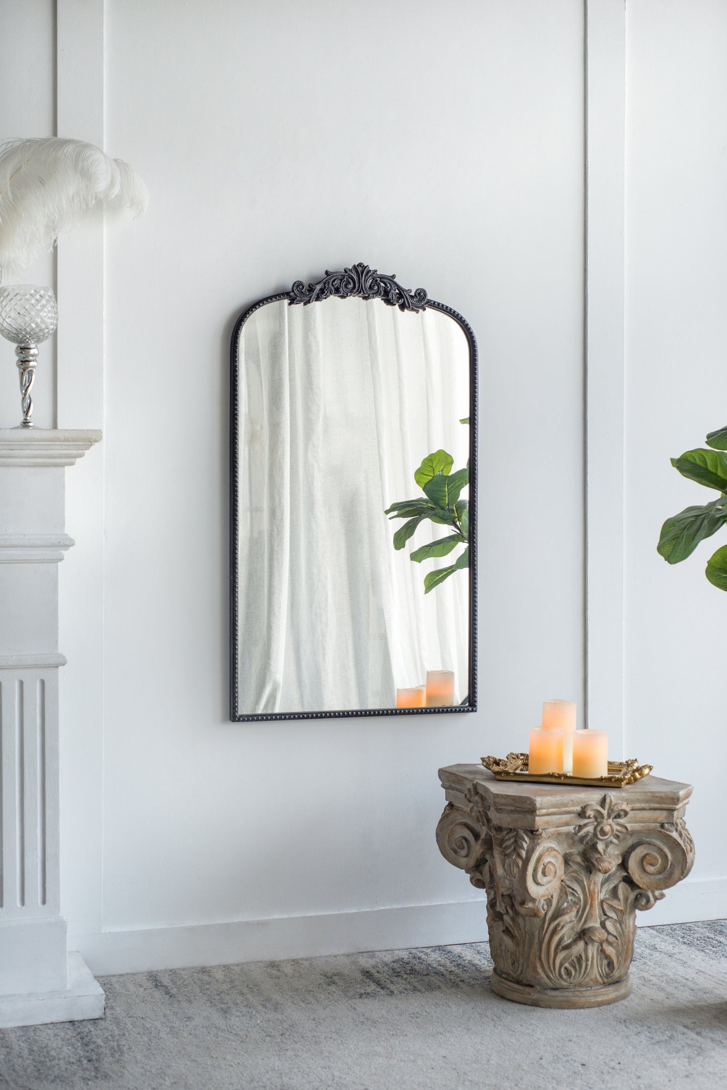 24"x 42" Classic Design Mirror with and Baroque Inspired Frame for Bathroom, Entryway Console Lean Against Wall