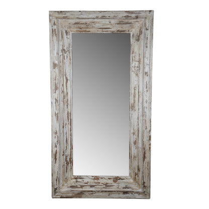 39x3.5x75" Full Length Rectangle Floor Mirror with Distressed Wood Frame