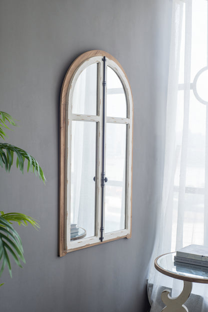 27.5" x 3" x 48" Arch Wood Wall Mirror