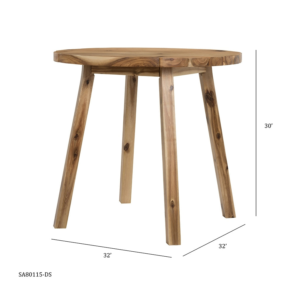 D32x30" Round Dining Table, Solid Wood