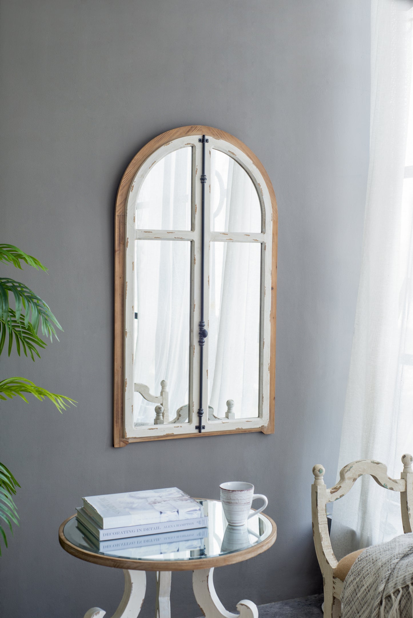 27.5" x 3" x 48" Arch Wood Wall Mirror