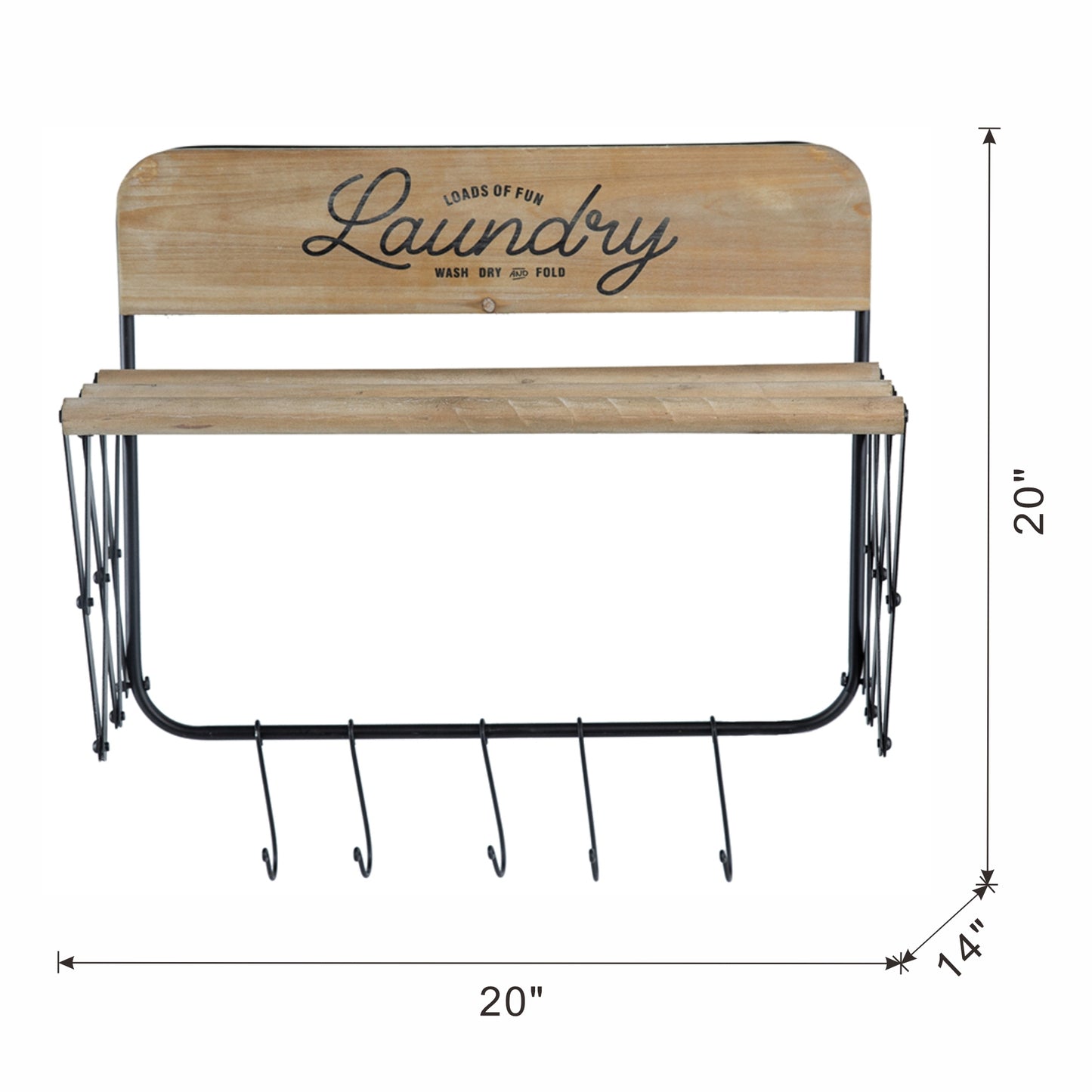 20x14x20" Laundry Rack with Accordion Design, Brown and Black