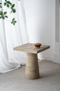 20x20x24" Cream Square Side Table with Pedestal Base