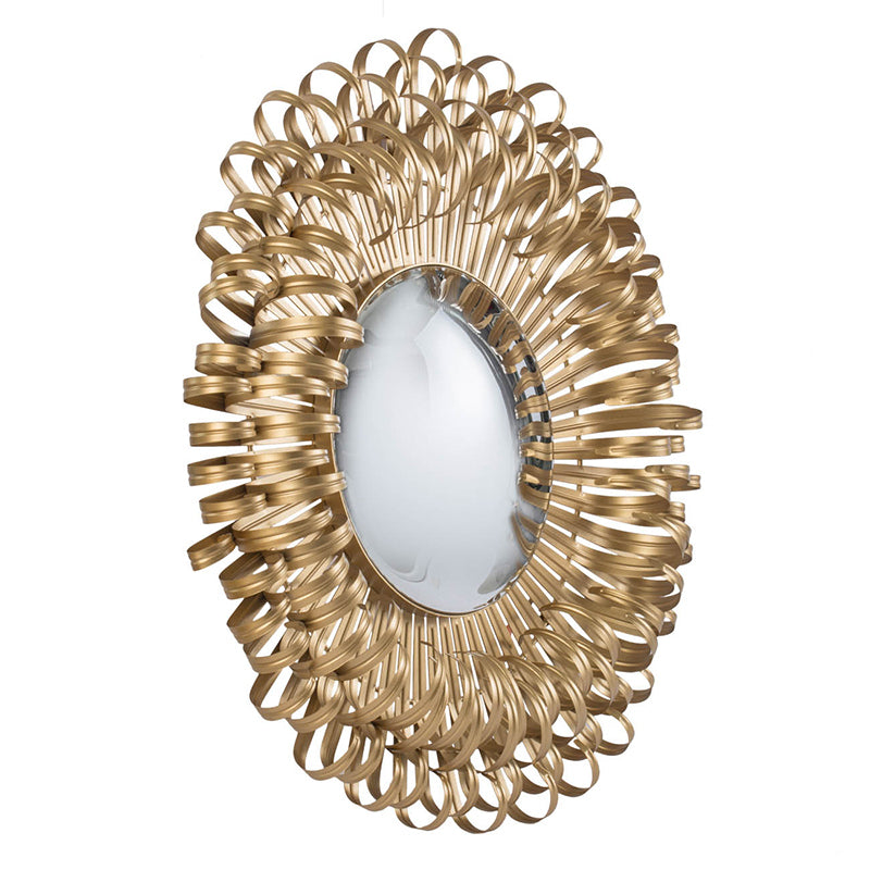 27" in Sunburst Design Wall Mirror Decorative Golden Finish for Entryway, Modern Living room