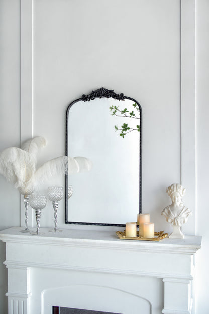 24"x 42" Classic Design Mirror with and Baroque Inspired Frame for Bathroom, Entryway Console Lean Against Wall