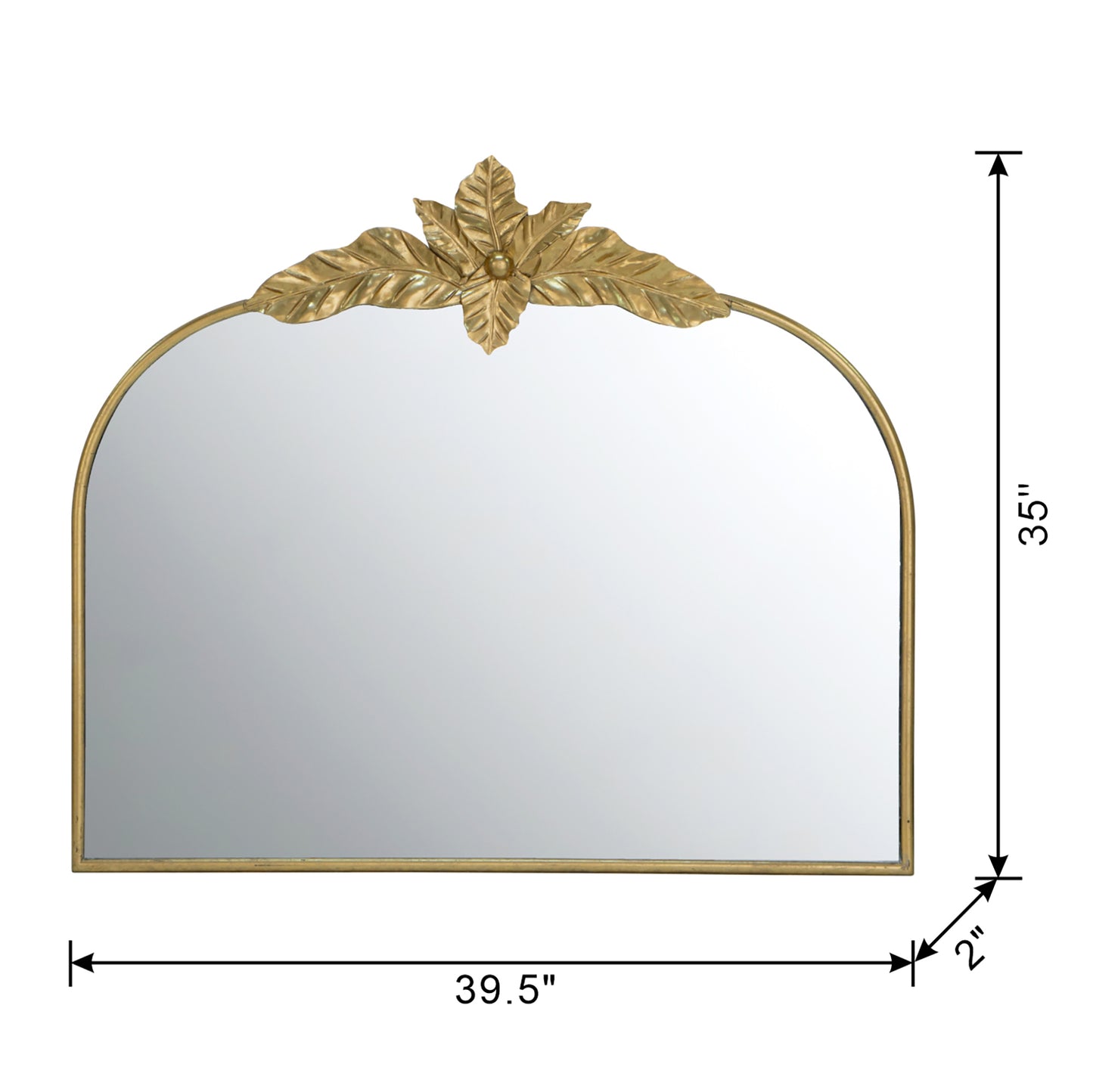 39.5" x 35" Gold Arched Mirror with Metal Frame, Wall- Mounted Mirror for Living Room Bedrrom