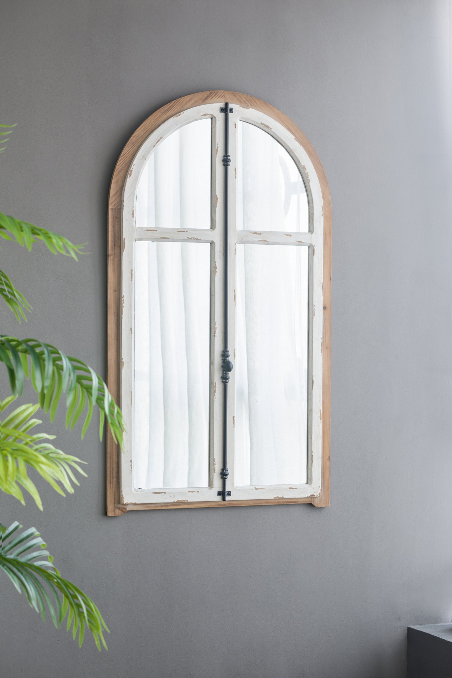 27.5" x 3" x 48" Arch Wood Wall Mirror