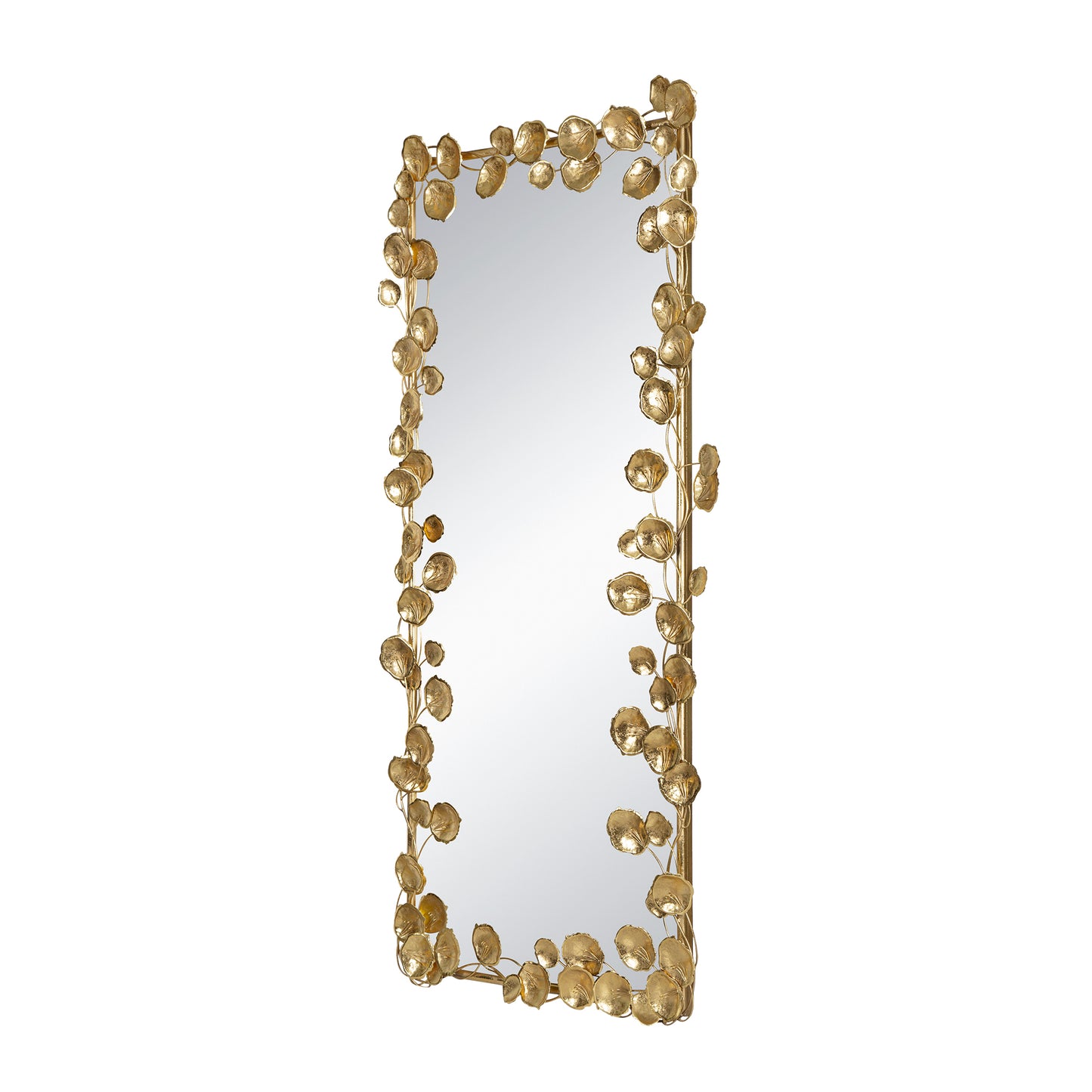 61" x 31" Full Length Mirror with Golden Leaf Accents, Floor Miiror for Living Room Bedroom